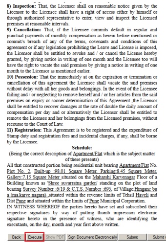 e registration execute button